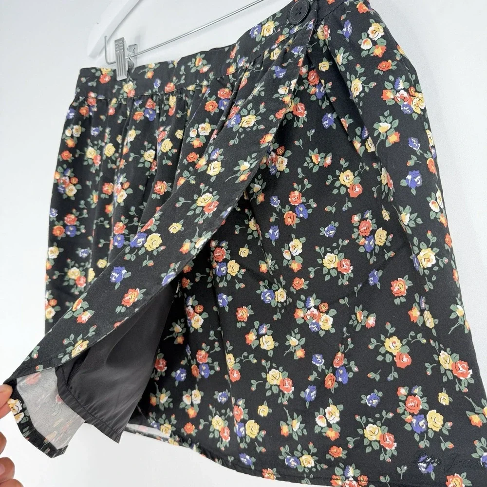 Vintage Pepe Jeans wrap Mini Skirt Floral print Black & Multicolor SZ-M